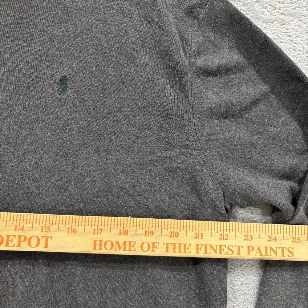 Polo Ralph Lauren 1/4 Button Sweater Long Sleeve XL Gray Pima Cotton Old Money
